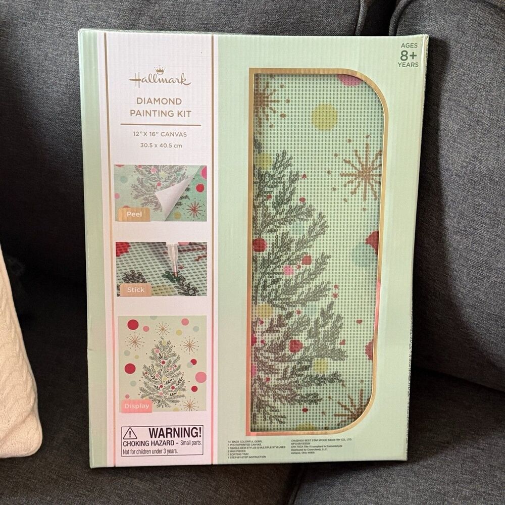 Hallmark Diamond Painting Kit Vintage Christmas Tree 12x16” Canvas New